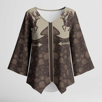 Western Yoke Kimono Sleeve Blouse Skeleton Cowboy Santa On A Reindeer - Wonder Print Shop