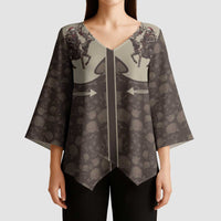 Western Yoke Kimono Sleeve Blouse Skeleton Cowboy Santa On A Reindeer - Wonder Print Shop