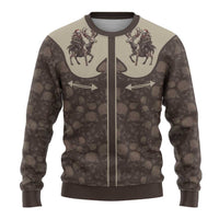 Western Yoke Ugly Christmas Sweater Skeleton Cowboy Santa On A Reindeer - Wonder Print Shop