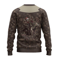 Western Yoke Ugly Christmas Sweater Skeleton Cowboy Santa On A Reindeer - Wonder Print Shop