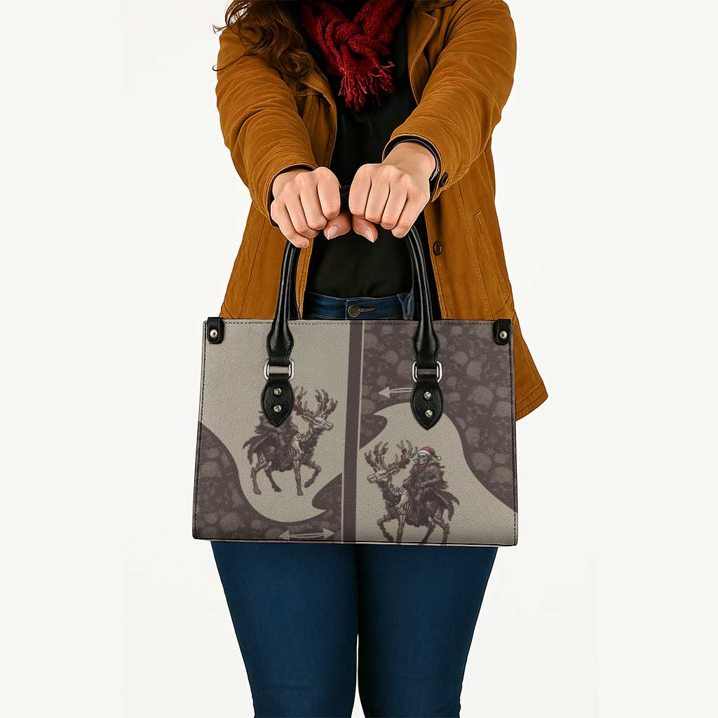 Western Yoke Leather Bag Skeleton Cowboy Santa On A Reindeer - Wonder Print Shop