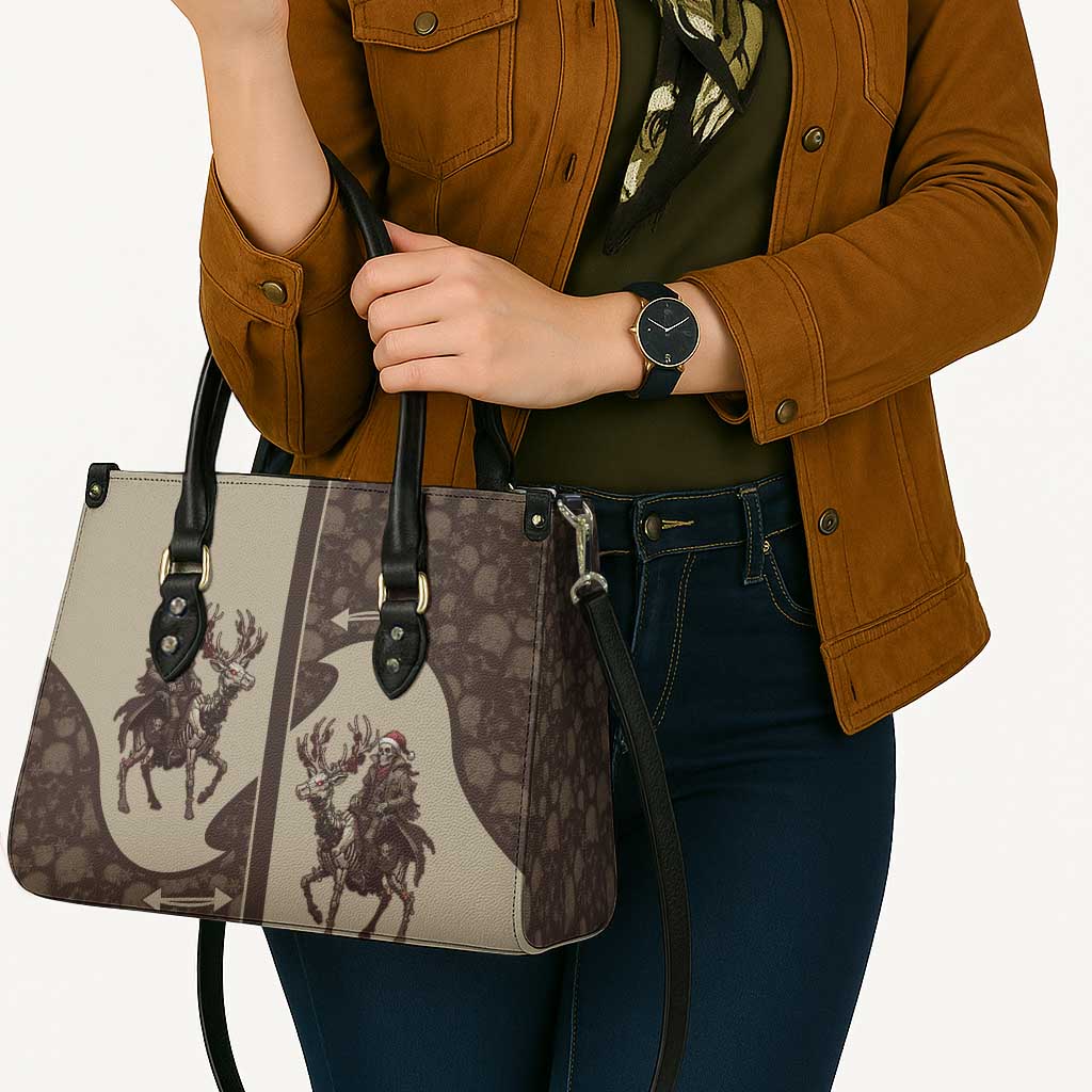 Western Yoke Leather Bag Skeleton Cowboy Santa On A Reindeer - Wonder Print Shop