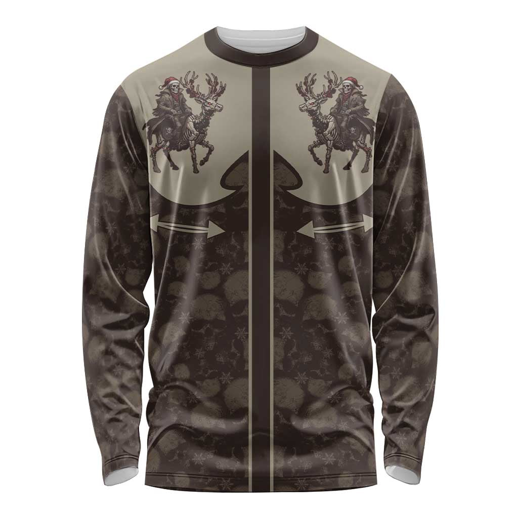 Western Yoke Long Sleeve Shirt Skeleton Cowboy Santa On A Reindeer - Wonder Print Shop