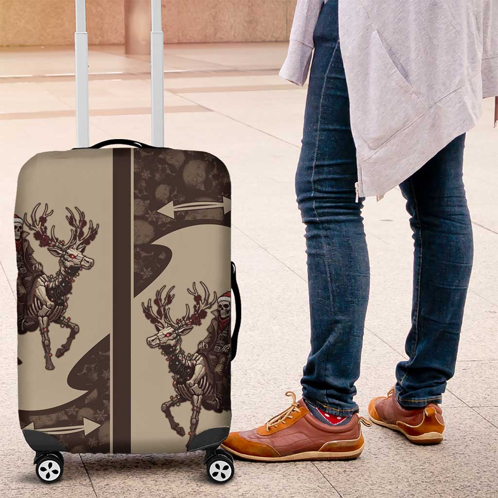 Western Yoke Luggage Cover Skeleton Cowboy Santa On A Reindeer - Wonder Print Shop