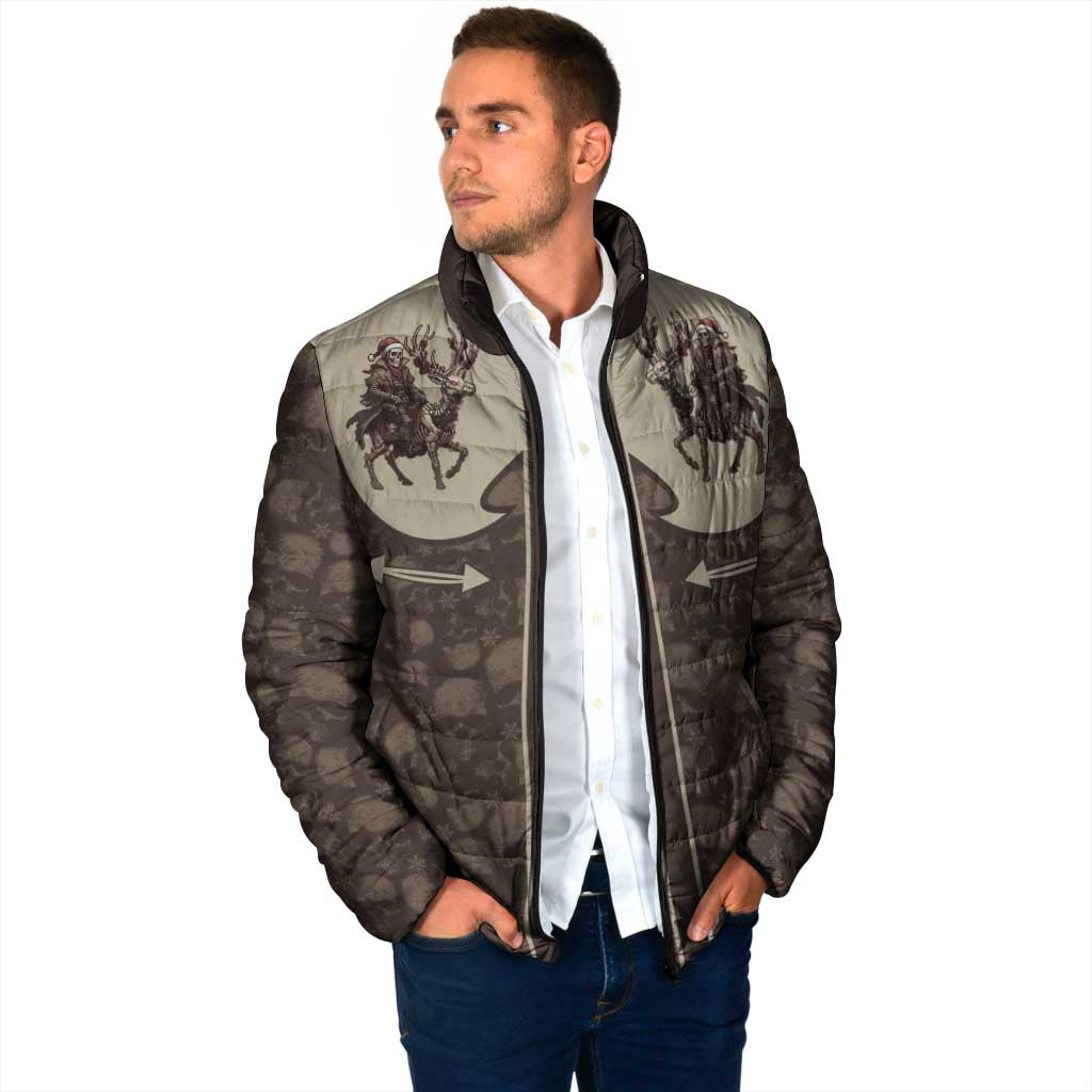 Western Yoke Padded Jacket Skeleton Cowboy Santa On A Reindeer - Wonder Print Shop
