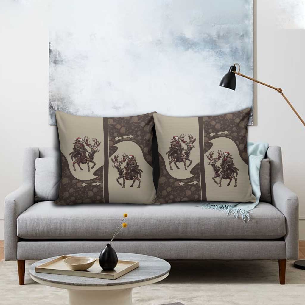 Western Yoke Pillow Cover Skeleton Cowboy Santa On A Reindeer - Wonder Print Shop