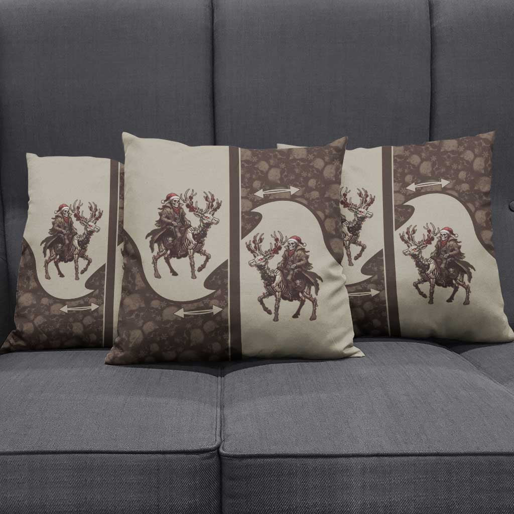 Western Yoke Pillow Cover Skeleton Cowboy Santa On A Reindeer - Wonder Print Shop