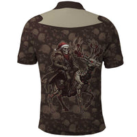 Western Yoke Polo Shirt Skeleton Cowboy Santa On A Reindeer - Wonder Print Shop