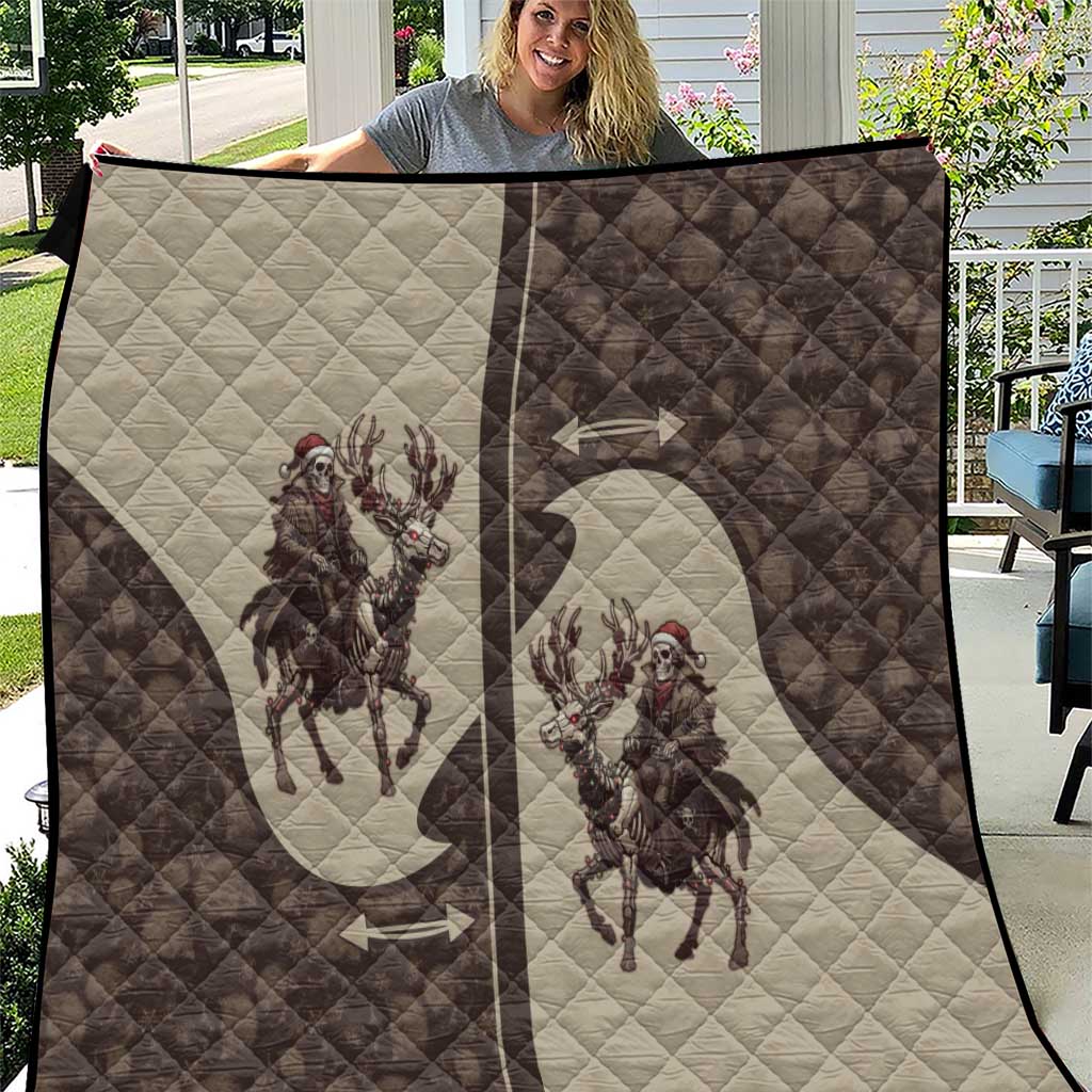 Western Yoke Quilt Skeleton Cowboy Santa On A Reindeer - Wonder Print Shop