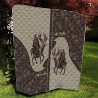 Western Yoke Quilt Skeleton Cowboy Santa On A Reindeer - Wonder Print Shop