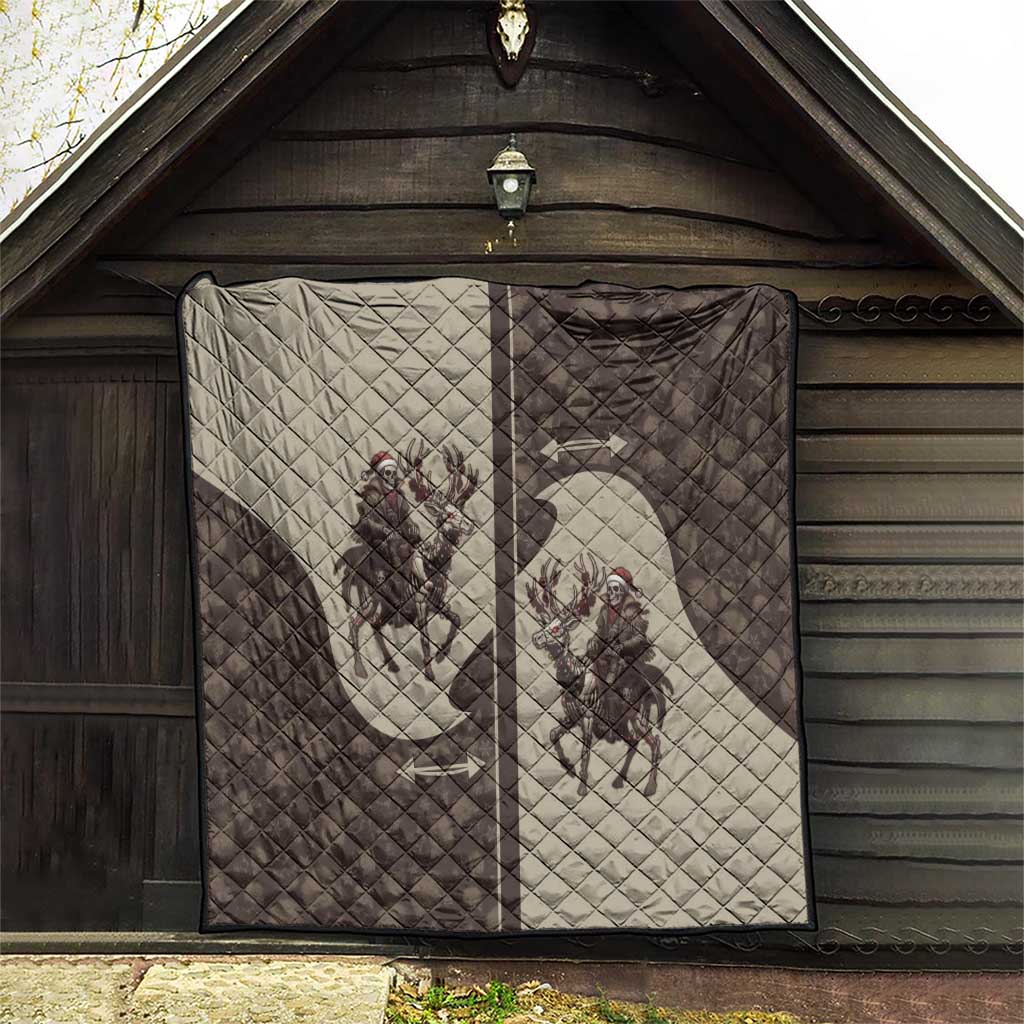 Western Yoke Quilt Skeleton Cowboy Santa On A Reindeer - Wonder Print Shop