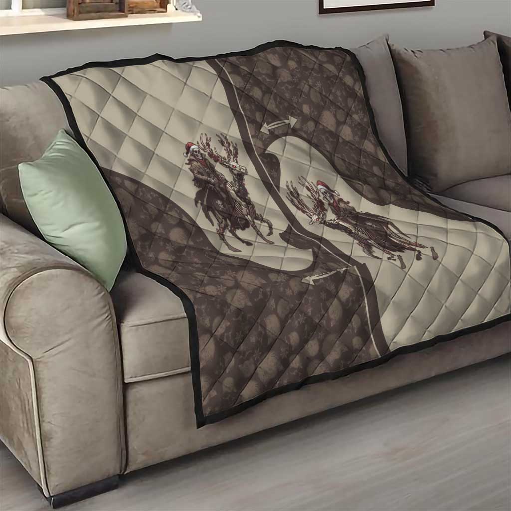 Western Yoke Quilt Skeleton Cowboy Santa On A Reindeer - Wonder Print Shop