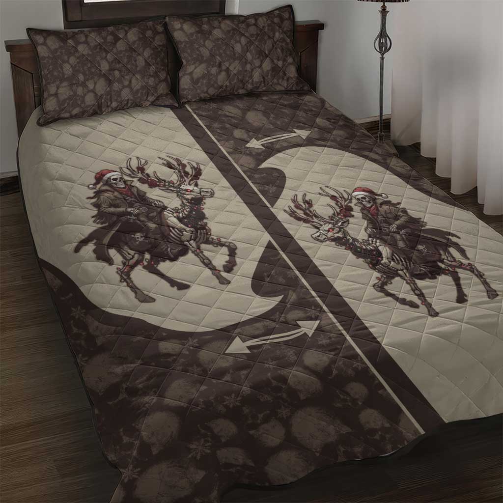 Western Yoke Quilt Bed Set Skeleton Cowboy Santa On A Reindeer - Wonder Print Shop
