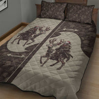 Western Yoke Quilt Bed Set Skeleton Cowboy Santa On A Reindeer - Wonder Print Shop