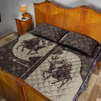 Western Yoke Quilt Bed Set Skeleton Cowboy Santa On A Reindeer - Wonder Print Shop