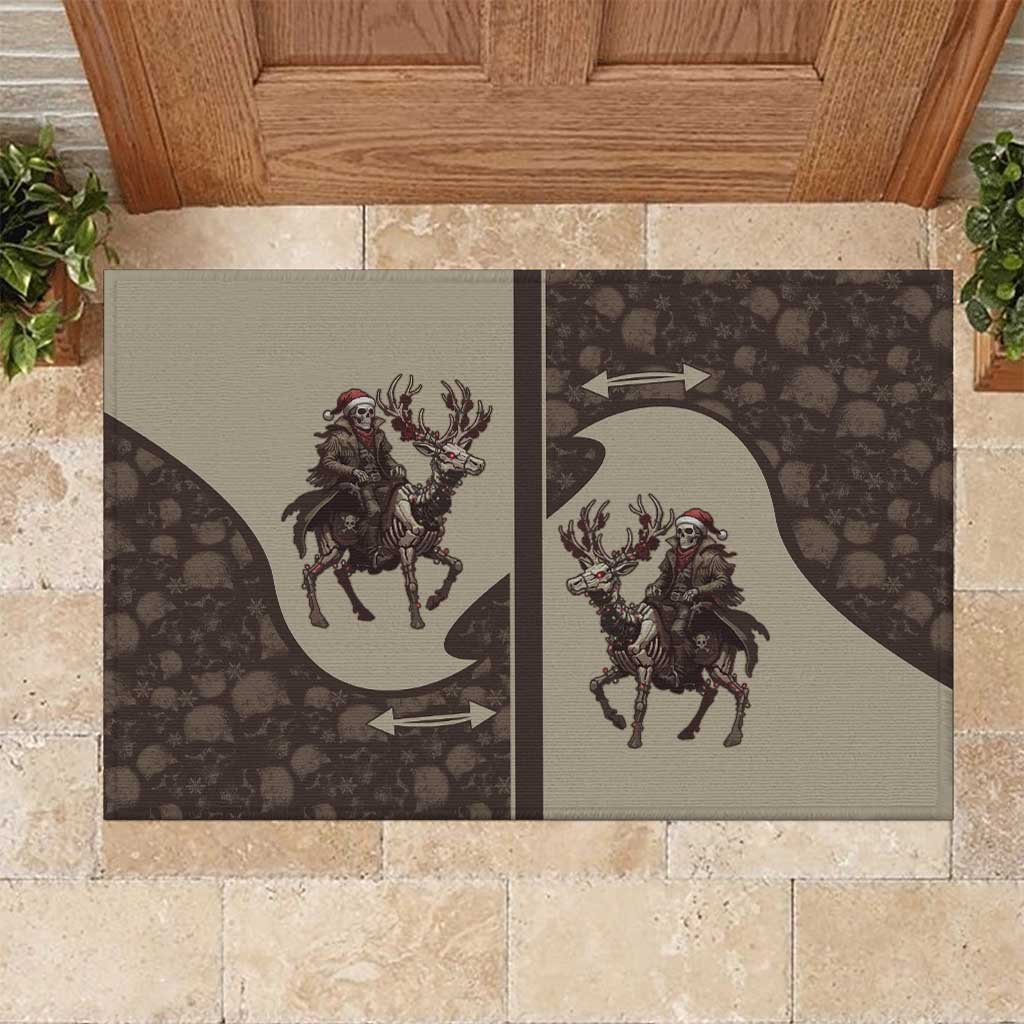 Western Yoke Rubber Doormat Skeleton Cowboy Santa On A Reindeer - Wonder Print Shop