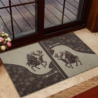 Western Yoke Rubber Doormat Skeleton Cowboy Santa On A Reindeer - Wonder Print Shop