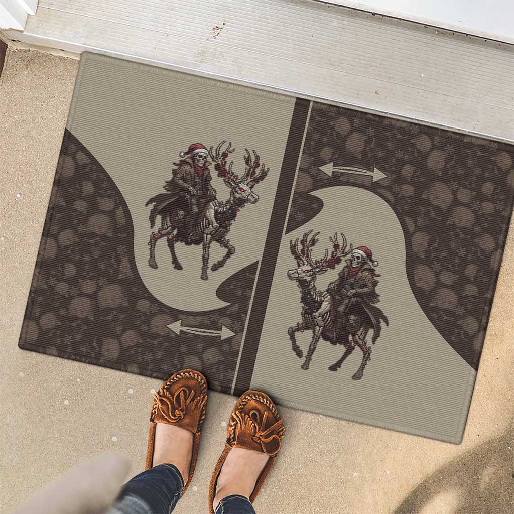 Western Yoke Rubber Doormat Skeleton Cowboy Santa On A Reindeer - Wonder Print Shop