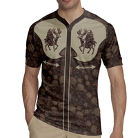 Western Yoke Rugby Jersey Skeleton Cowboy Santa On A Reindeer - Wonder Print Shop