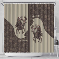 Western Yoke Shower Curtain Skeleton Cowboy Santa On A Reindeer - Wonder Print Shop