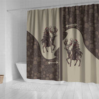 Western Yoke Shower Curtain Skeleton Cowboy Santa On A Reindeer - Wonder Print Shop
