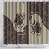 Western Yoke Shower Curtain Skeleton Cowboy Santa On A Reindeer - Wonder Print Shop