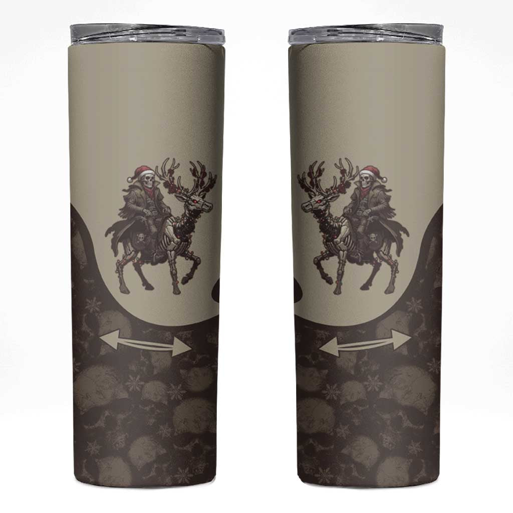 Western Yoke Skinny Tumbler Skeleton Cowboy Santa On A Reindeer - Wonder Print Shop