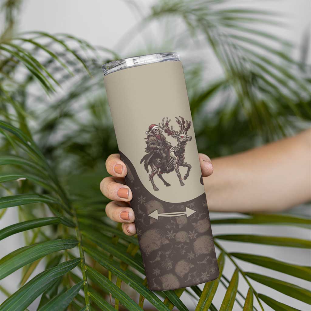 Western Yoke Skinny Tumbler Skeleton Cowboy Santa On A Reindeer - Wonder Print Shop