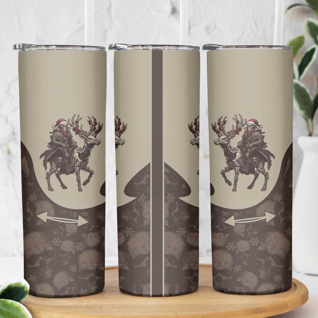 Western Yoke Skinny Tumbler Skeleton Cowboy Santa On A Reindeer - Wonder Print Shop