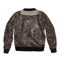 Western Yoke Sleeve Zip Bomber Jacket Skeleton Cowboy Santa On A Reindeer - Wonder Print Shop