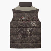 Western Yoke Sleeveless Puffer Jacket Skeleton Cowboy Santa On A Reindeer - Wonder Print Shop