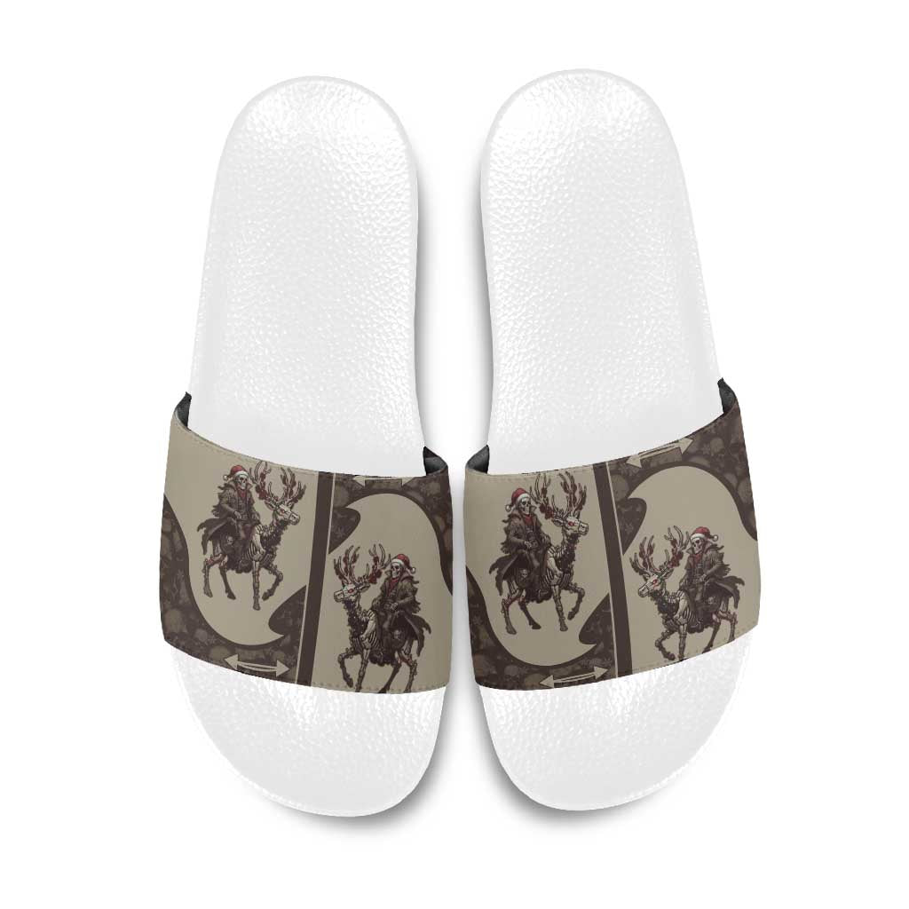 Western Yoke Slide Sandals Skeleton Cowboy Santa On A Reindeer - Wonder Print Shop