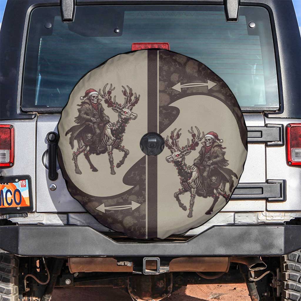 Western Yoke Spare Tire Cover Skeleton Cowboy Santa On A Reindeer - Wonder Print Shop