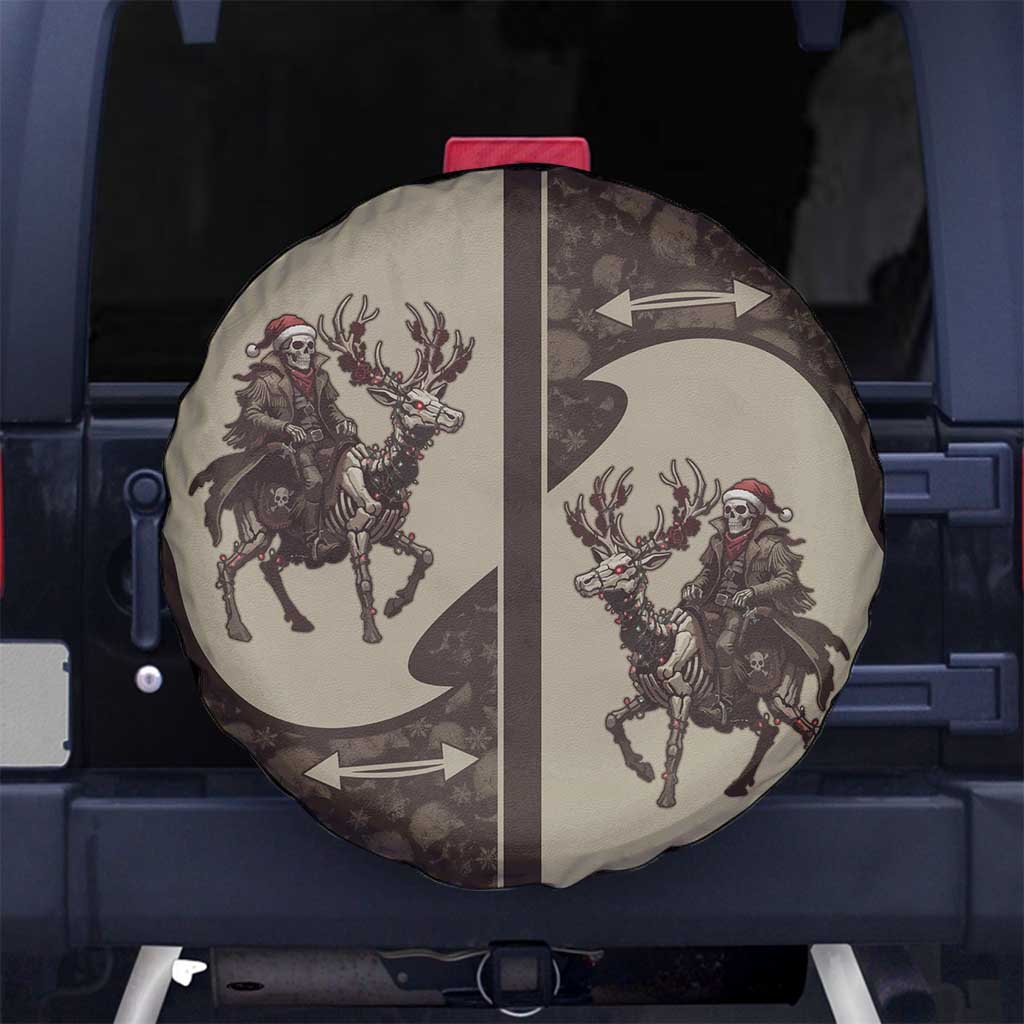 Western Yoke Spare Tire Cover Skeleton Cowboy Santa On A Reindeer - Wonder Print Shop
