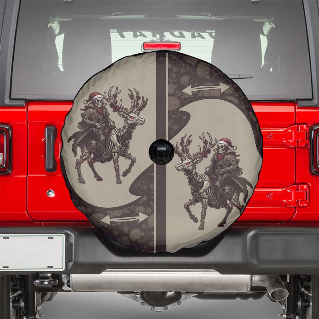 Western Yoke Spare Tire Cover Skeleton Cowboy Santa On A Reindeer - Wonder Print Shop