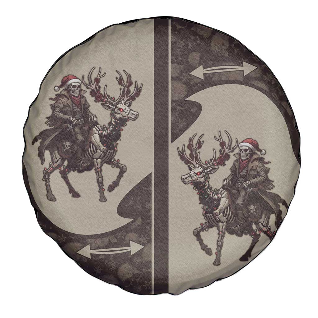 Western Yoke Spare Tire Cover Skeleton Cowboy Santa On A Reindeer - Wonder Print Shop
