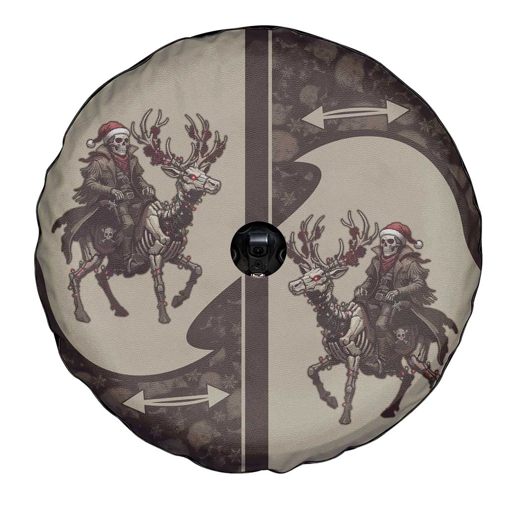 Western Yoke Spare Tire Cover Skeleton Cowboy Santa On A Reindeer - Wonder Print Shop