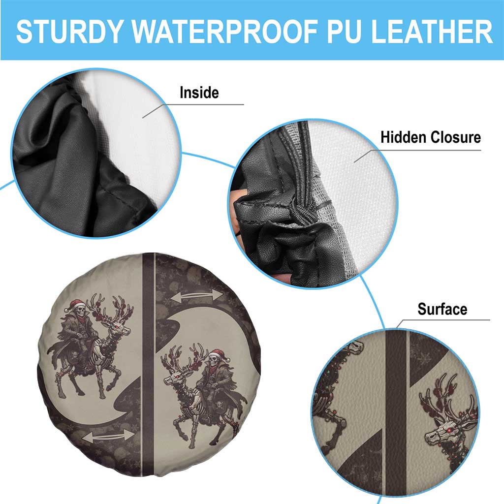 Western Yoke Spare Tire Cover Skeleton Cowboy Santa On A Reindeer - Wonder Print Shop