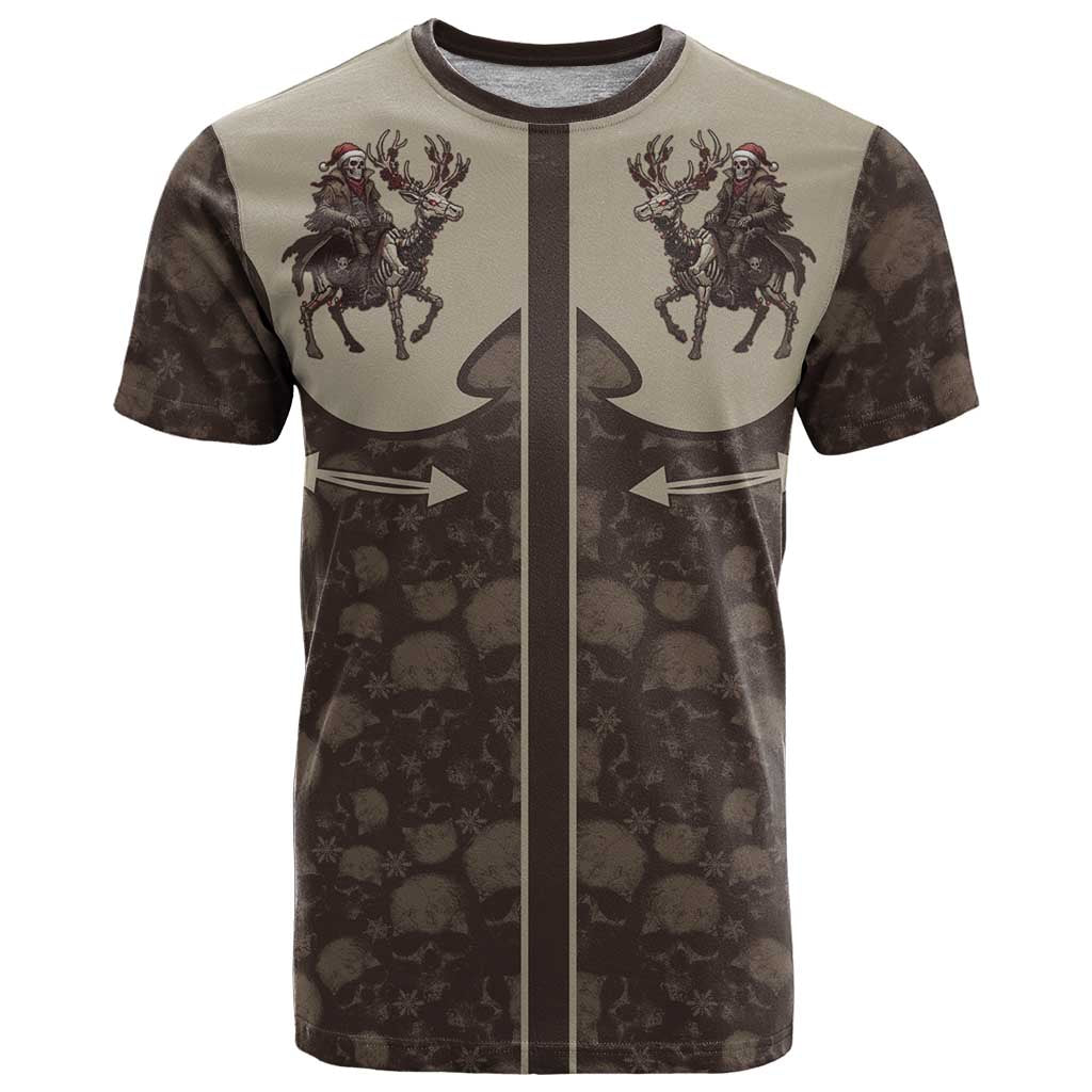Western Yoke T Shirt Skeleton Cowboy Santa On A Reindeer - Wonder Print Shop