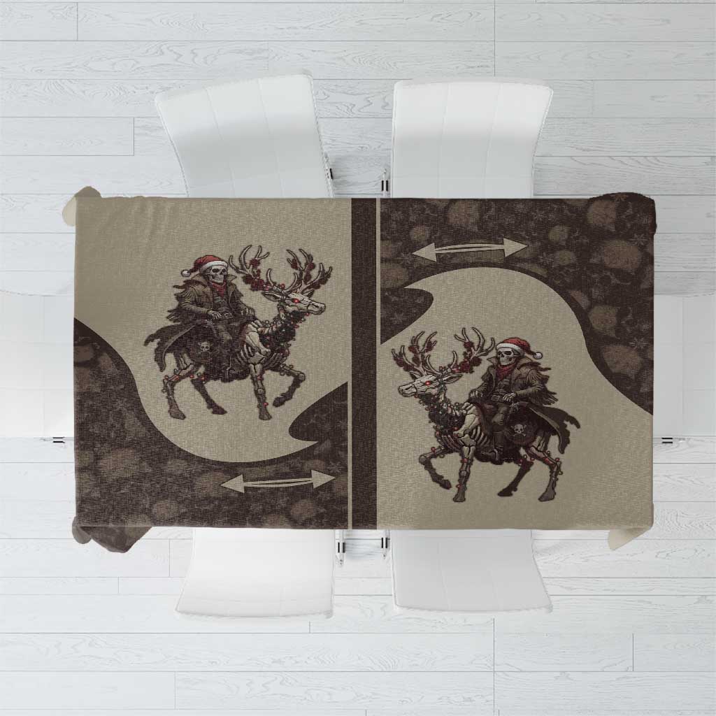 Western Yoke Tablecloth Skeleton Cowboy Santa On A Reindeer - Wonder Print Shop
