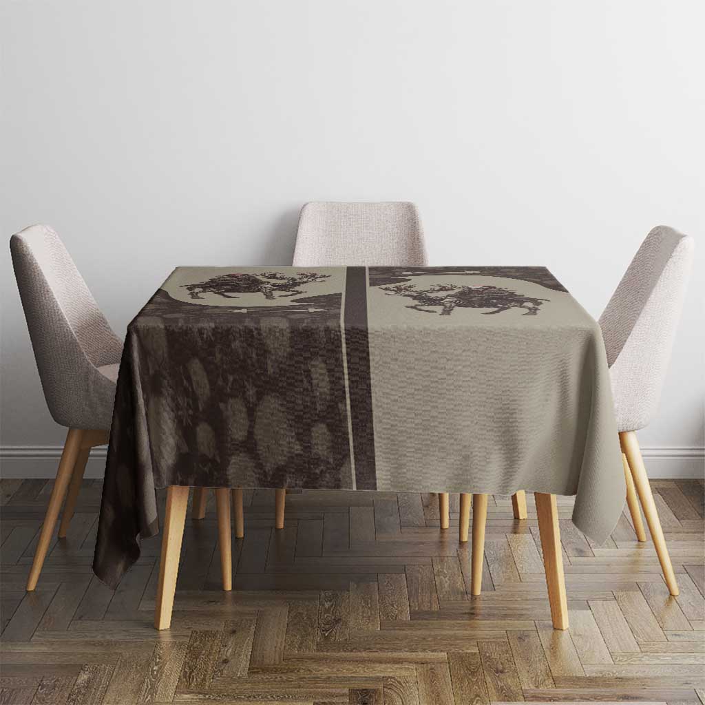 Western Yoke Tablecloth Skeleton Cowboy Santa On A Reindeer - Wonder Print Shop