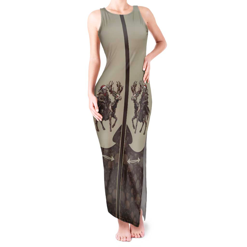 Western Yoke Tank Maxi Dress Skeleton Cowboy Santa On A Reindeer - Wonder Print Shop
