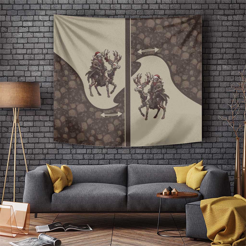 Western Yoke Tapestry Skeleton Cowboy Santa On A Reindeer - Wonder Print Shop