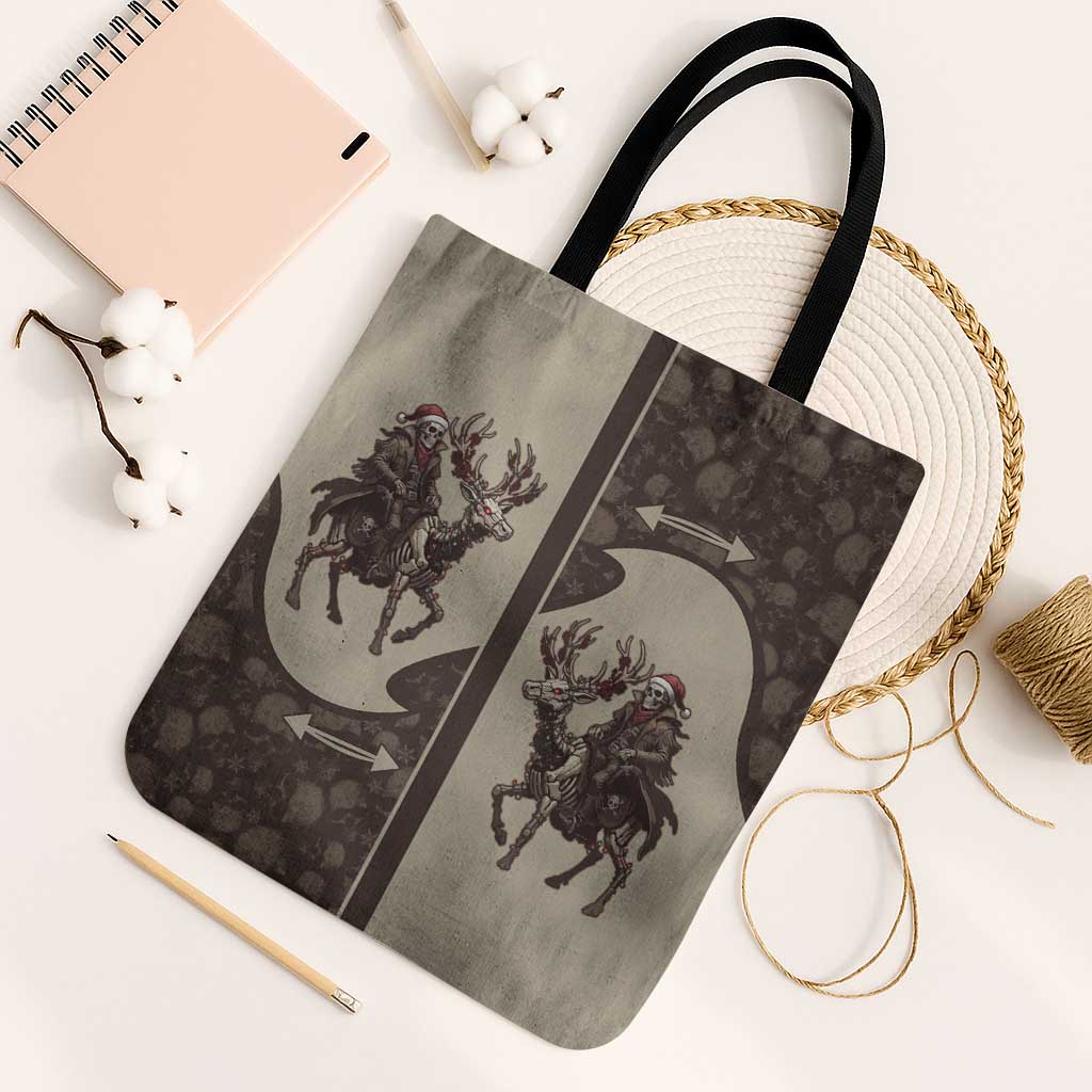 Western Yoke Tote Bag Skeleton Cowboy Santa On A Reindeer - Wonder Print Shop