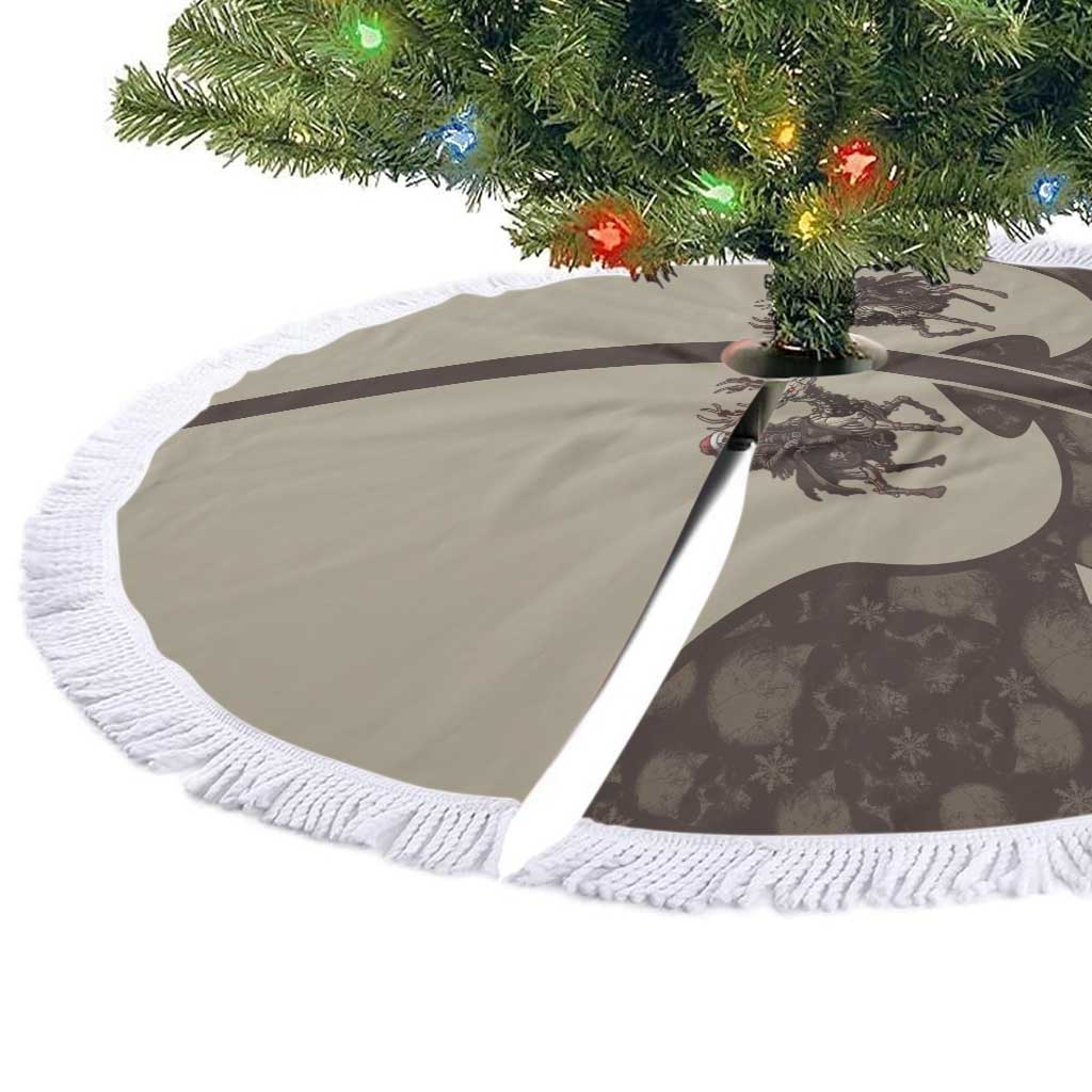 Western Yoke Tree Skirt Skeleton Cowboy Santa On A Reindeer - Wonder Print Shop