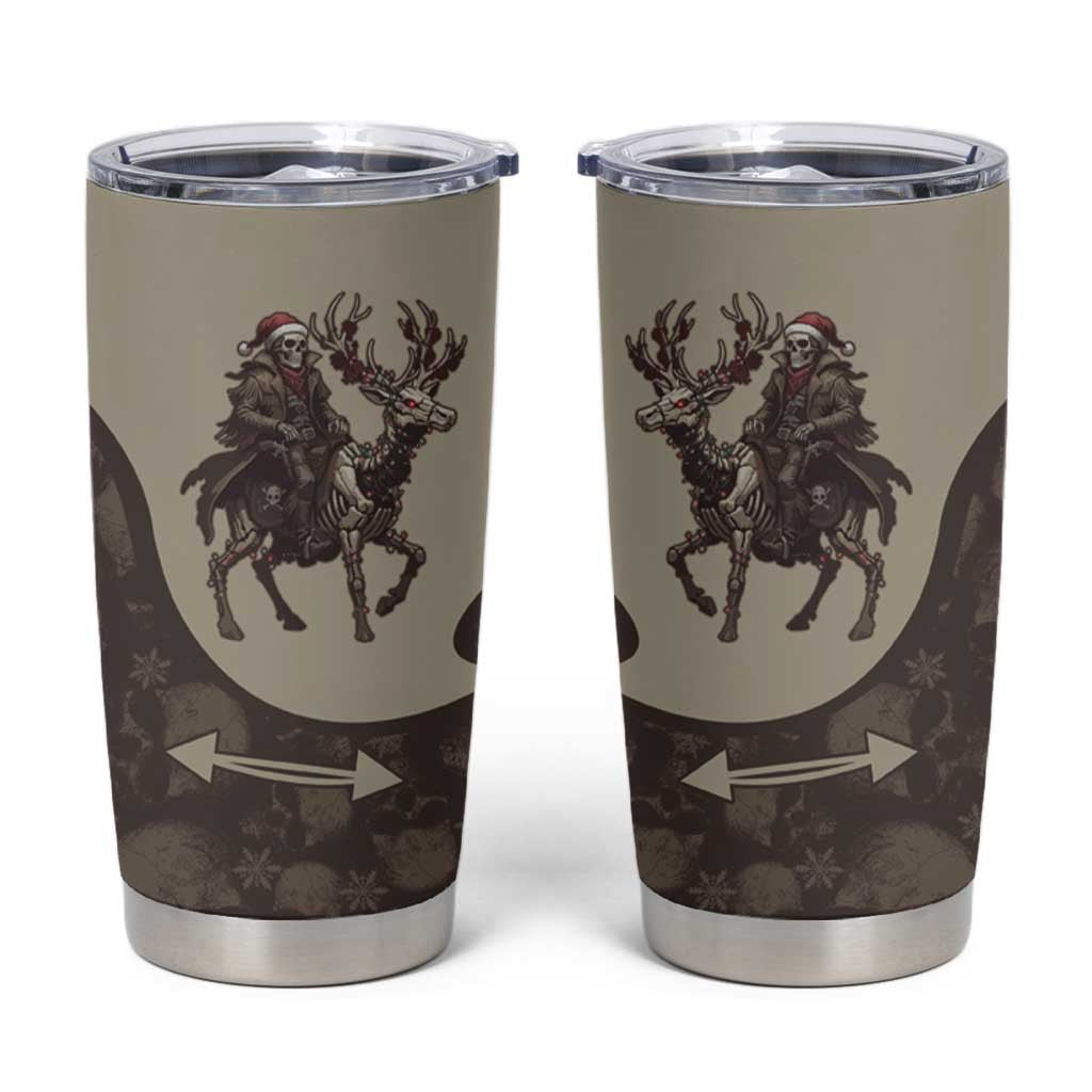 Western Yoke Tumbler Cup Skeleton Cowboy Santa On A Reindeer - Wonder Print Shop