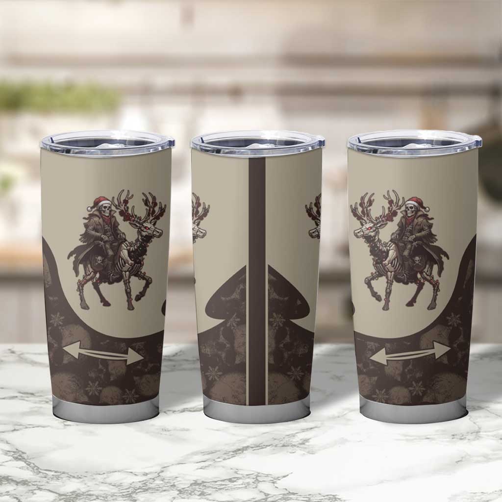 Western Yoke Tumbler Cup Skeleton Cowboy Santa On A Reindeer - Wonder Print Shop