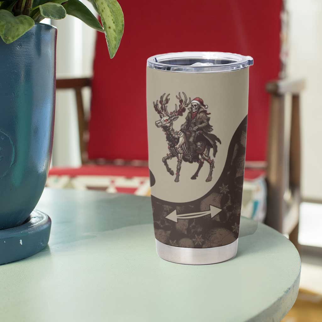 Western Yoke Tumbler Cup Skeleton Cowboy Santa On A Reindeer - Wonder Print Shop