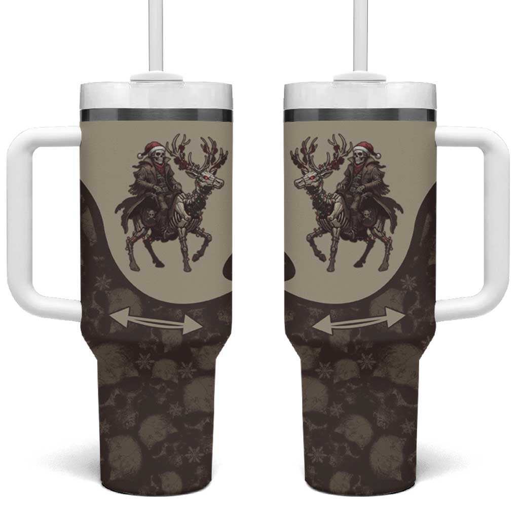 Western Yoke Tumbler With Handle Skeleton Cowboy Santa On A Reindeer - Wonder Print Shop