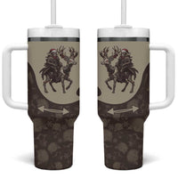 Western Yoke Tumbler With Handle Skeleton Cowboy Santa On A Reindeer - Wonder Print Shop